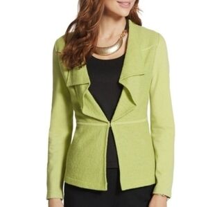 NWT Chico's Green Ruffle Boiled Wool Blazer Jacket Womens Medium